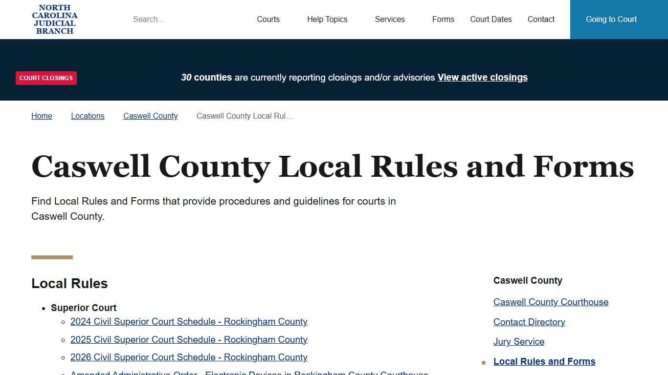 Caswell County Local Rules and Forms North Carolina Judicial Branch